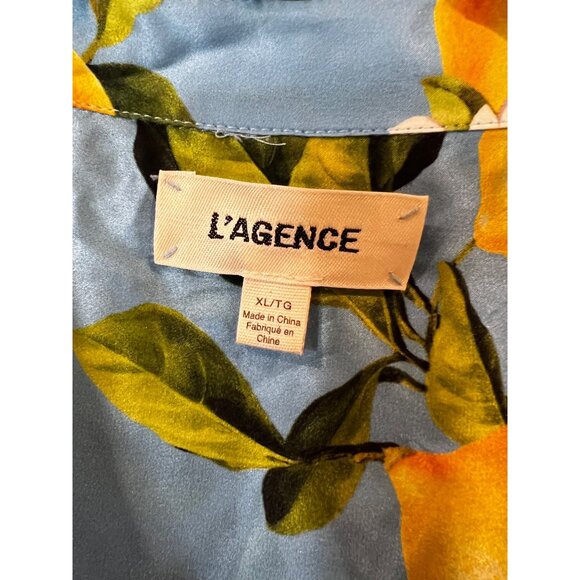L'AGENCE Tyler Silk Printed Long Sleeve Blouse shirt size XL - Picture 5 of 10
